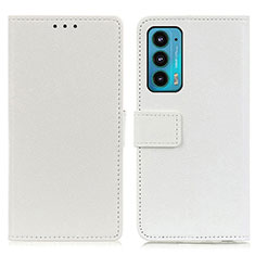 Leather Case Stands Flip Cover Holder M08L for Motorola Moto Edge Lite 5G White