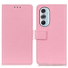 Leather Case Stands Flip Cover Holder M08L for Motorola Moto Edge Plus (2022) 5G Pink