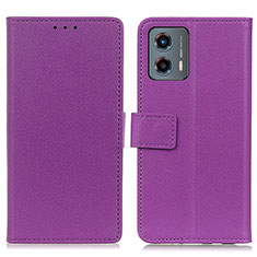 Leather Case Stands Flip Cover Holder M08L for Motorola Moto G 5G (2023) Purple