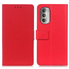 Leather Case Stands Flip Cover Holder M08L for Motorola Moto G Stylus (2022) 5G Red