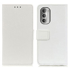 Leather Case Stands Flip Cover Holder M08L for Motorola Moto G Stylus (2022) 5G White