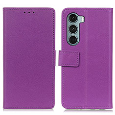 Leather Case Stands Flip Cover Holder M08L for Motorola Moto G200 5G Purple