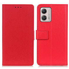 Leather Case Stands Flip Cover Holder M08L for Motorola Moto G53j 5G Red