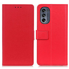 Leather Case Stands Flip Cover Holder M08L for Motorola Moto G62 5G Red