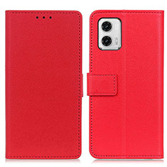Leather Case Stands Flip Cover Holder M08L for Motorola Moto G73 5G Red