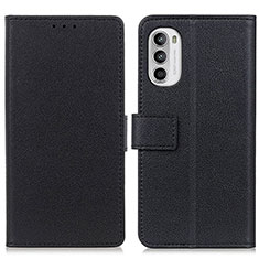 Leather Case Stands Flip Cover Holder M08L for Motorola Moto G82 5G Black