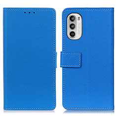 Leather Case Stands Flip Cover Holder M08L for Motorola Moto G82 5G Blue