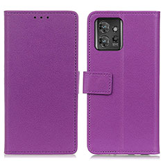 Leather Case Stands Flip Cover Holder M08L for Motorola ThinkPhone 5G Purple