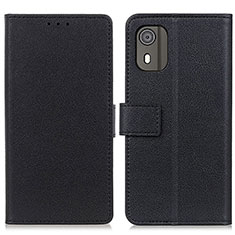 Leather Case Stands Flip Cover Holder M08L for Nokia C02 Black