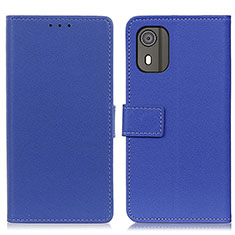 Leather Case Stands Flip Cover Holder M08L for Nokia C02 Blue