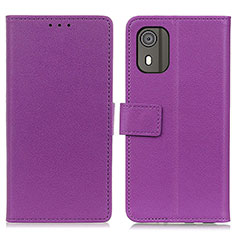 Leather Case Stands Flip Cover Holder M08L for Nokia C02 Purple