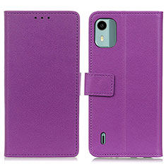 Leather Case Stands Flip Cover Holder M08L for Nokia C12 Pro Purple