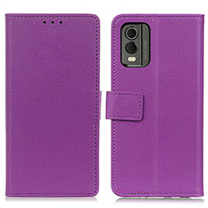 Leather Case Stands Flip Cover Holder M08L for Nokia C210 Purple