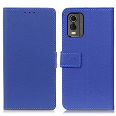 Leather Case Stands Flip Cover Holder M08L for Nokia C32 Blue