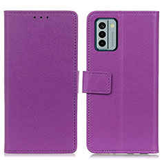 Leather Case Stands Flip Cover Holder M08L for Nokia G22 Purple