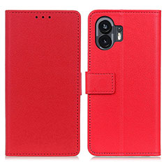 Leather Case Stands Flip Cover Holder M08L for Nothing Phone 2 Red