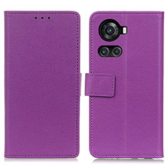 Leather Case Stands Flip Cover Holder M08L for OnePlus 10R 5G Purple