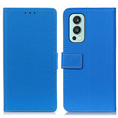 Leather Case Stands Flip Cover Holder M08L for OnePlus Nord 2 5G Blue