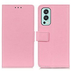 Leather Case Stands Flip Cover Holder M08L for OnePlus Nord 2 5G Pink