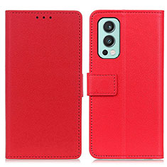 Leather Case Stands Flip Cover Holder M08L for OnePlus Nord 2 5G Red