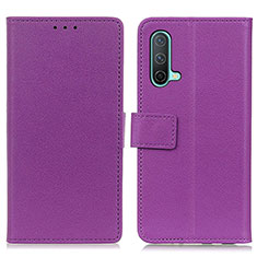 Leather Case Stands Flip Cover Holder M08L for OnePlus Nord CE 5G Purple