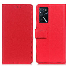 Leather Case Stands Flip Cover Holder M08L for Oppo A16 Red