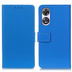 Leather Case Stands Flip Cover Holder M08L for Oppo A38 Blue