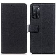 Leather Case Stands Flip Cover Holder M08L for Oppo A53s 5G Black