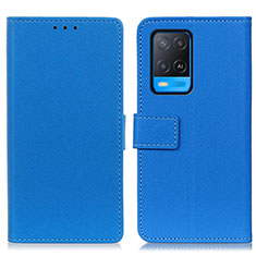 Leather Case Stands Flip Cover Holder M08L for Oppo A54 4G Blue