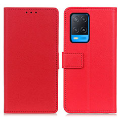 Leather Case Stands Flip Cover Holder M08L for Oppo A54 4G Red