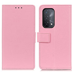Leather Case Stands Flip Cover Holder M08L for Oppo A54 5G Pink
