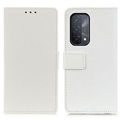 Leather Case Stands Flip Cover Holder M08L for Oppo A54 5G White