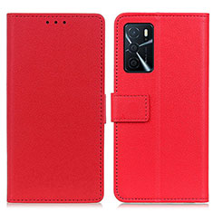 Leather Case Stands Flip Cover Holder M08L for Oppo A54s Red
