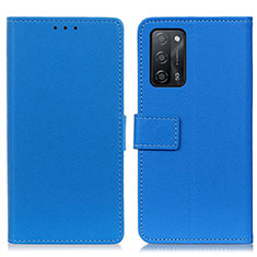 Leather Case Stands Flip Cover Holder M08L for Oppo A55 5G Blue