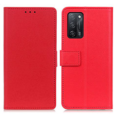 Leather Case Stands Flip Cover Holder M08L for Oppo A55 5G Red