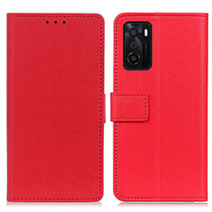 Leather Case Stands Flip Cover Holder M08L for Oppo A55S 5G Red