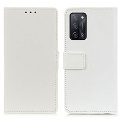 Leather Case Stands Flip Cover Holder M08L for Oppo A56 5G White