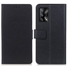 Leather Case Stands Flip Cover Holder M08L for Oppo A74 4G Black