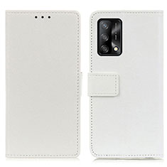 Leather Case Stands Flip Cover Holder M08L for Oppo A74 4G White