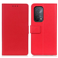 Leather Case Stands Flip Cover Holder M08L for Oppo A74 5G Red