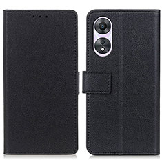 Leather Case Stands Flip Cover Holder M08L for Oppo A78 4G Black