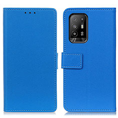 Leather Case Stands Flip Cover Holder M08L for Oppo A95 5G Blue