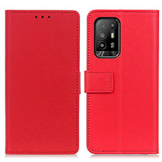 Leather Case Stands Flip Cover Holder M08L for Oppo A95 5G Red