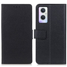 Leather Case Stands Flip Cover Holder M08L for Oppo A96 5G Black