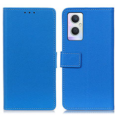 Leather Case Stands Flip Cover Holder M08L for Oppo A96 5G Blue