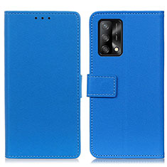 Leather Case Stands Flip Cover Holder M08L for Oppo F19 Blue