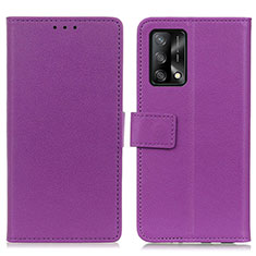 Leather Case Stands Flip Cover Holder M08L for Oppo F19 Purple