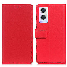 Leather Case Stands Flip Cover Holder M08L for Oppo F21 Pro 5G Red