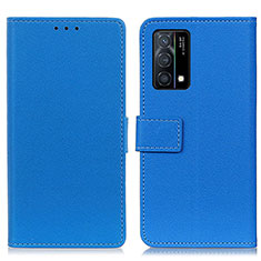 Leather Case Stands Flip Cover Holder M08L for Oppo K9 5G Blue