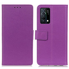 Leather Case Stands Flip Cover Holder M08L for Oppo K9 5G Purple